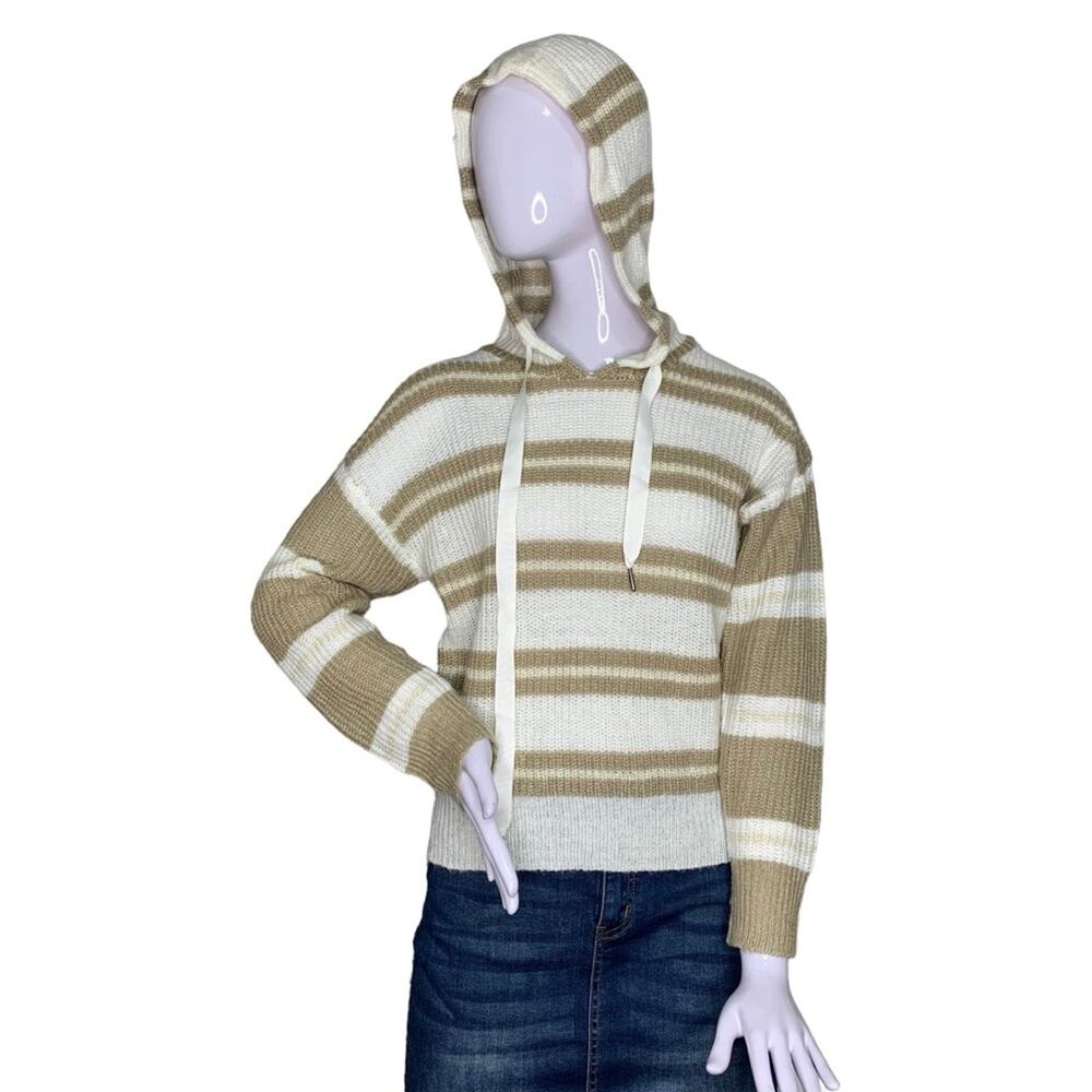Jennifer Lopez Hoodie Sweater Strapped White/Tan Size S